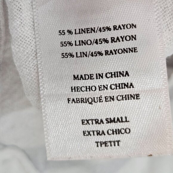 Rails Charli White/Coin Plaid Button-Up Shirt Size XS Oversized Linen Blend - Picture 8 of 10